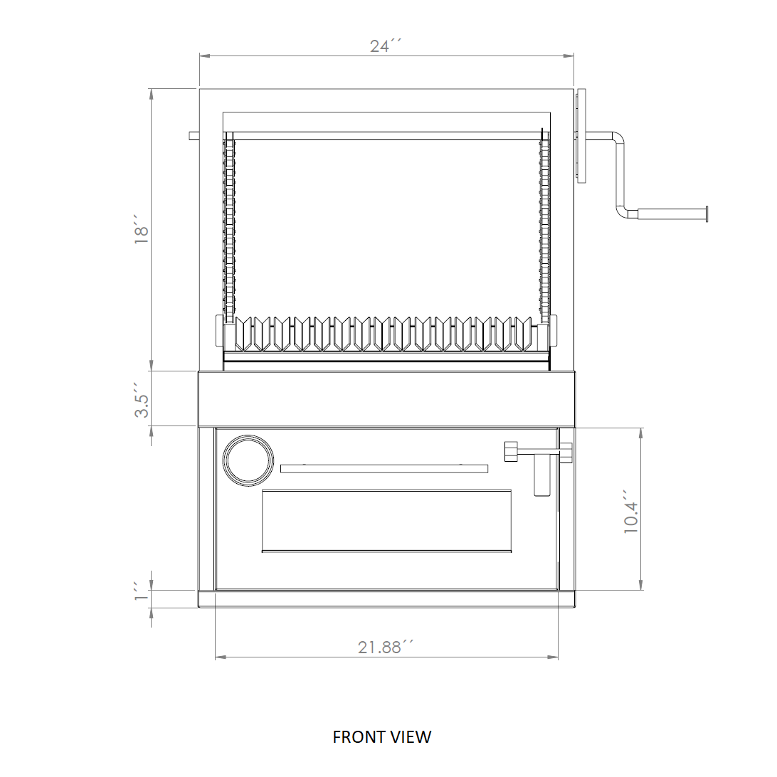 Argentinian Style Stainless Steel Grill with Insulated Lower Box 24"
